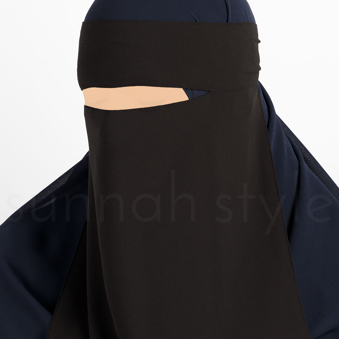 Sunnah Style Pebble One Layer Niqab Matte Black